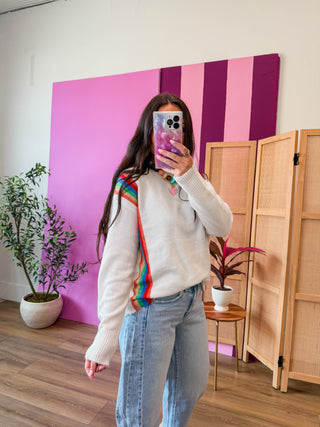 Rainbow Row Sweater-Ivory