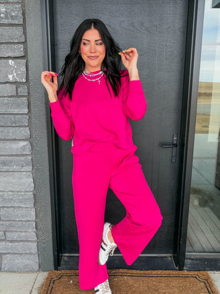 Alana Ribbed Pants-Plum Pink