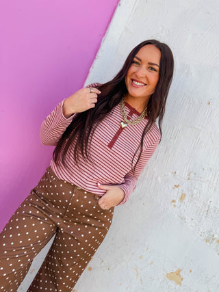 Jo Striped Henley Top