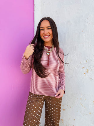 Jo Striped Henley Top