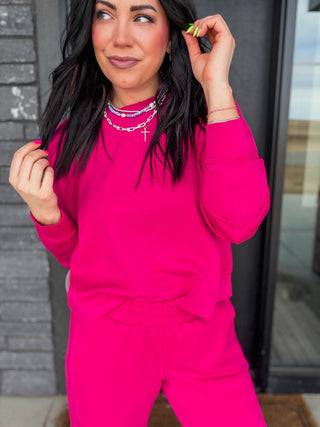 Alana Ribbed Pullover-Plum Pink