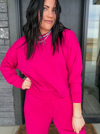 Alana Ribbed Pullover-Plum Pink