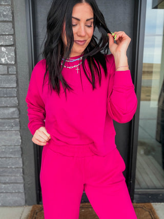 Alana Ribbed Pullover-Plum Pink