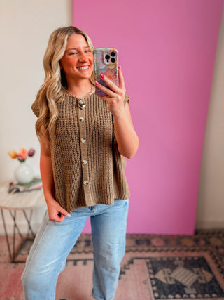 Amber Sweater Vest-Mocha