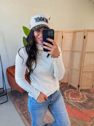 Piper Mock Neck Top-Ivory