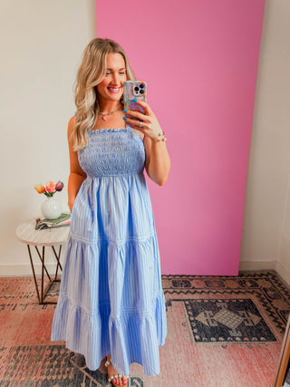 Blue Skies Striped Maxi Dress