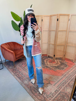 Saylor Color Block Striped Cardigan