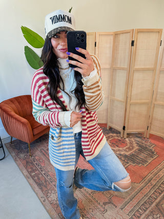 Saylor Color Block Striped Cardigan