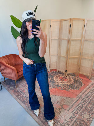 On The Daily Ribbed Tank-Deep Forest