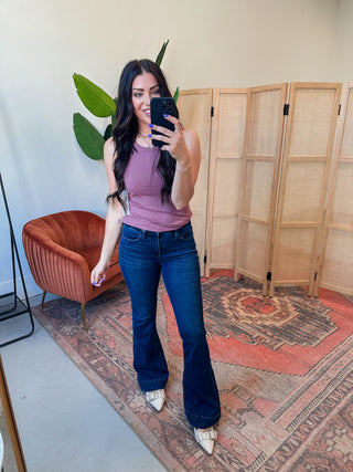 On The Daily Ribbed Tank-Rose Taupe