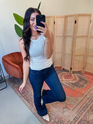 On The Daily Ribbed Tank-White