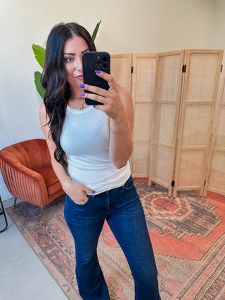 On The Daily Ribbed Tank-White