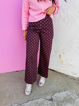 Spotted In Style Pants-Burgundy