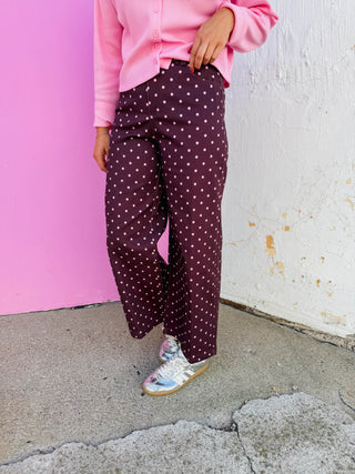 Spotted In Style Pants-Burgundy