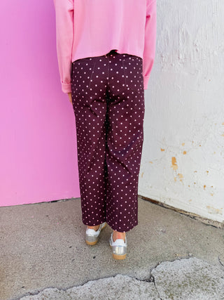 Spotted In Style Pants-Burgundy