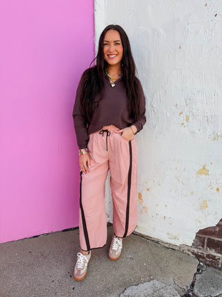 Freeform Barrel Pants-Dusty Pink