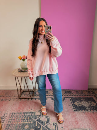 Winnie Mock Neck Sweatshirt-Ballet Pink