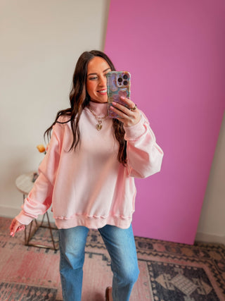 Winnie Mock Neck Sweatshirt-Ballet Pink