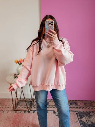 Winnie Mock Neck Sweatshirt-Ballet Pink