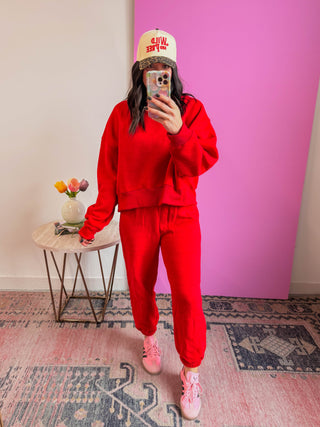 Easy Living Crewneck-Red