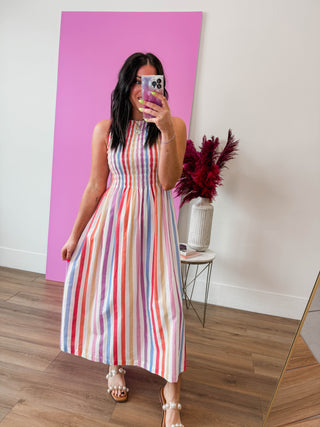 Sunset Stripe Midi Dress
