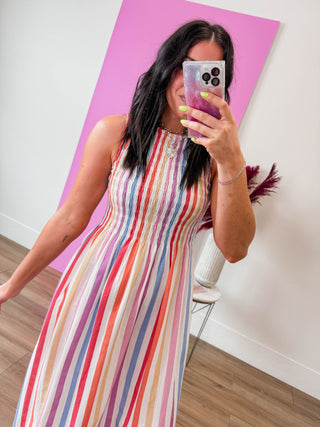 Sunset Stripe Midi Dress