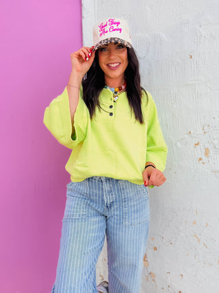 Kara Henley Sweater-Chartreuse