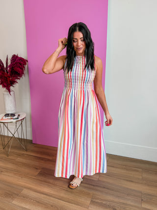 Sunset Stripe Midi Dress