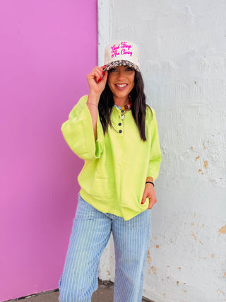 Kara Henley Sweater-Chartreuse
