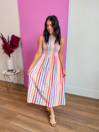Sunset Stripe Midi Dress