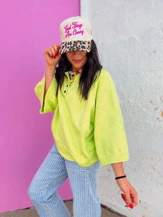 Kara Henley Sweater-Chartreuse