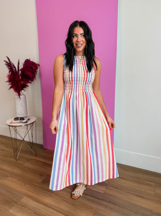 Sunset Stripe Midi Dress