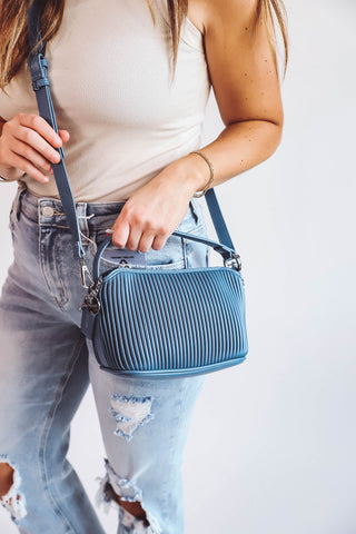 Ella Crossbody-Blue Pleated