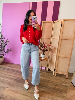 Delaney Cardigan-Red