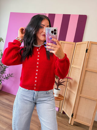 Delaney Cardigan-Red
