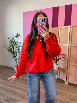 Lenny Cardigan-Red