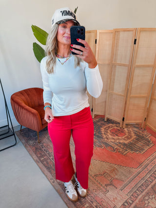 Karter Wide Leg Pants-Red