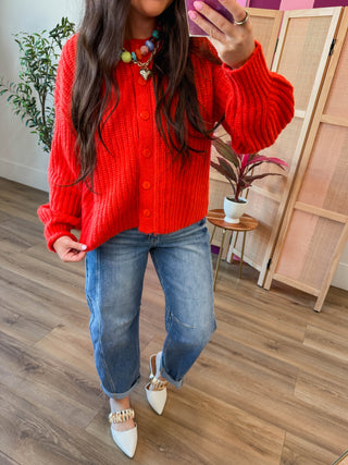 Lenny Cardigan-Red
