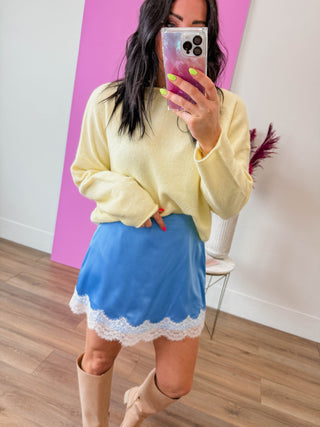 Pop Of Lace Satin Mini Skirt