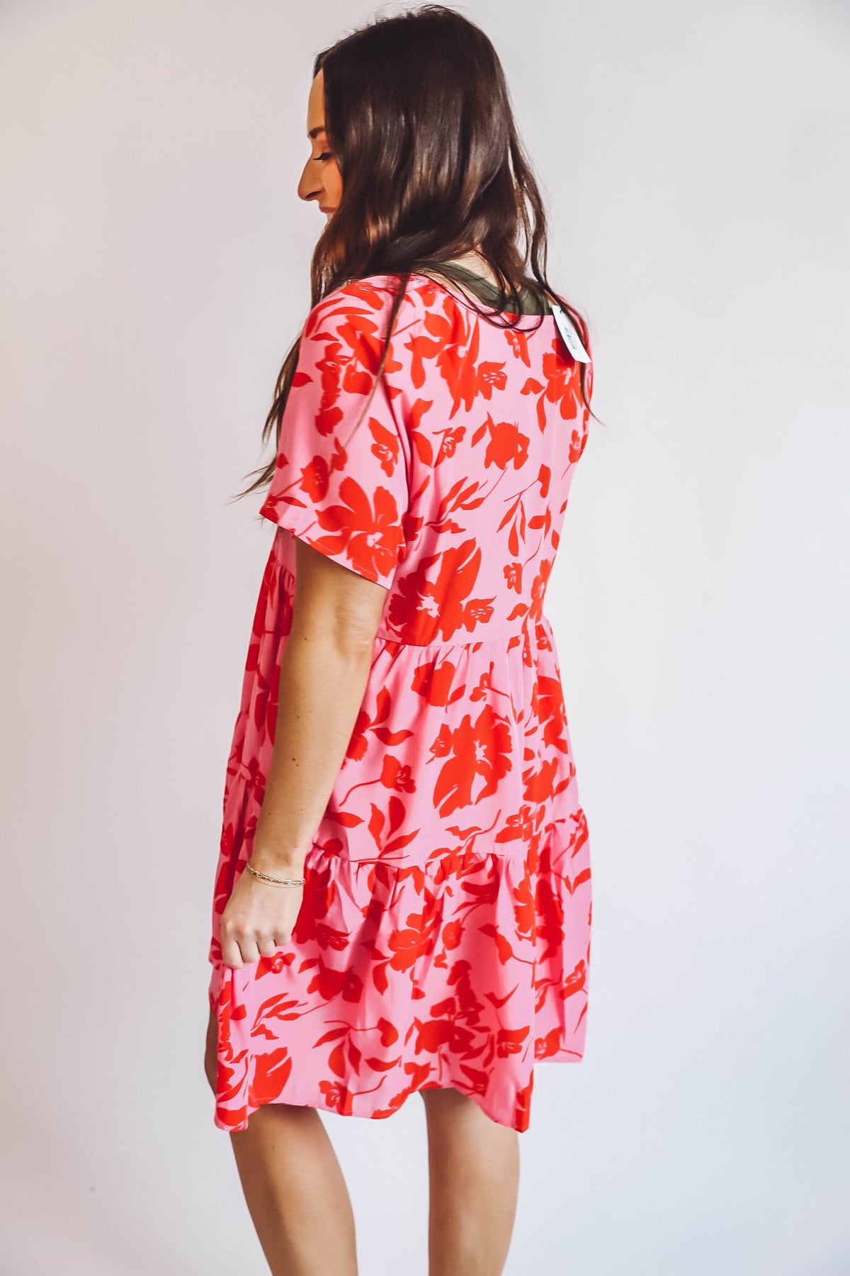 Danielle Floral Mini Dress-Pink/Red