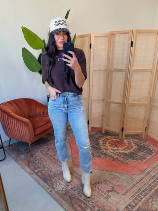 Tracey High Rise Crop Straight Leg Denim