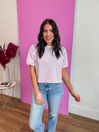 Line It Up Tee-Blush/Lavender