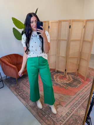 Karter Wide Leg Pants-Green