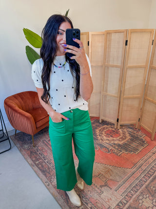 Karter Wide Leg Pants-Green