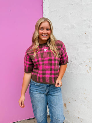 Daria Plaid Knit Top