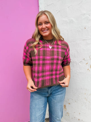 Daria Plaid Knit Top