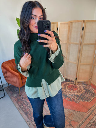 Layered Up Knit Top-Olive