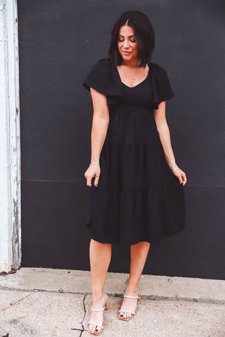 Shelby Midi Dress-Black