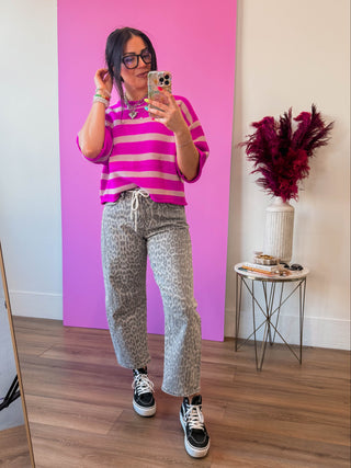 Wild & Free Leopard Barrel Denim