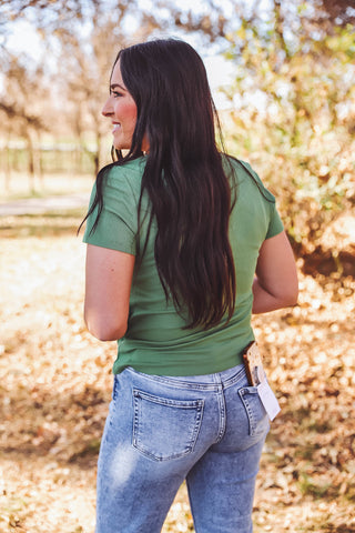 Jordie Waffle Knit Top-Green